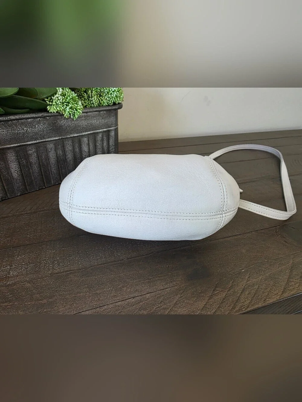 Vintage Coach Small Framed Pouch Crossbody Bag White Glovetanned Leather USA